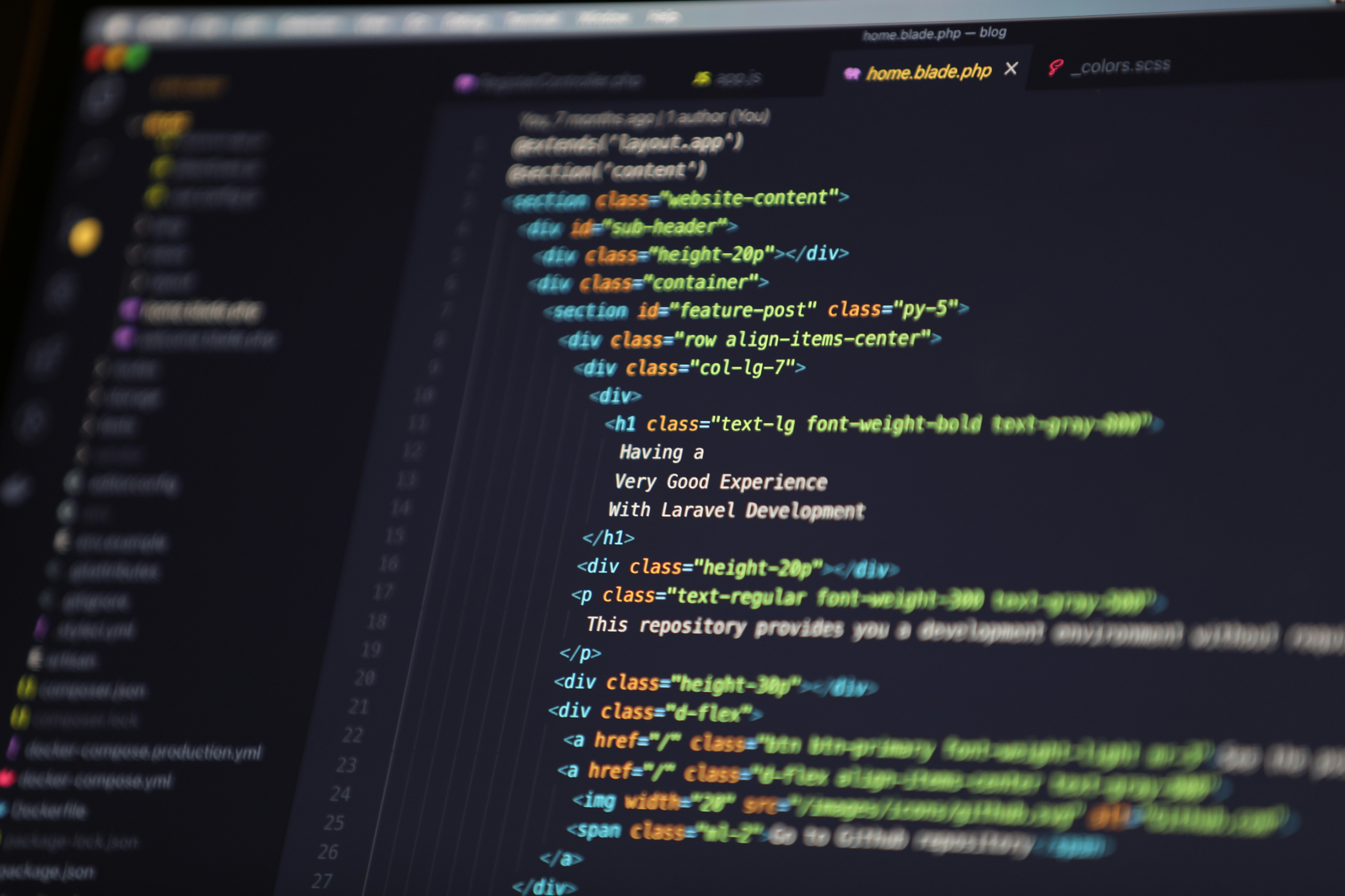 Code on a screen